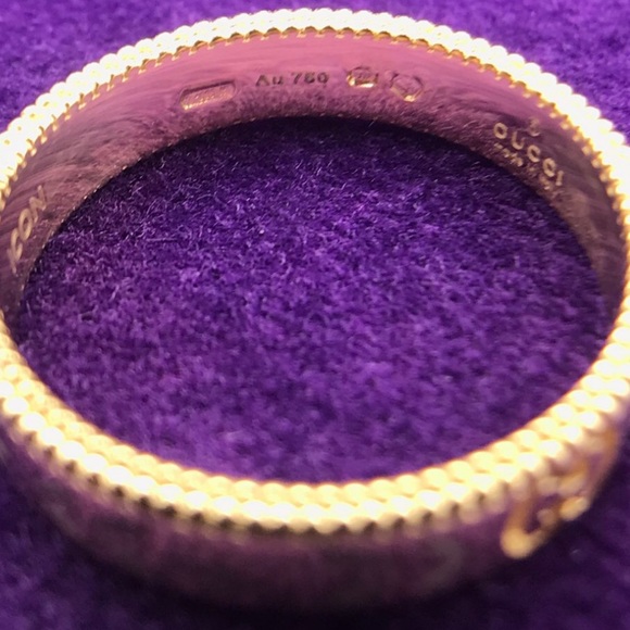 NWT GUCCI 18K Yellow Gold and White Enamel Icon Blooms Ring size 8 - Picture 10 of 13